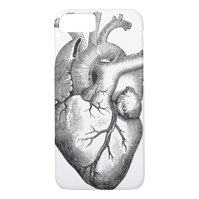 Simple Black White Anatomy Heart Illustration Case-Mate iPhone Case (Back)