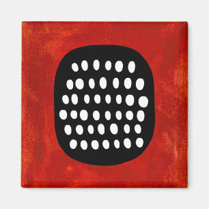 Simple Black White and Red Refrigerator Magnet