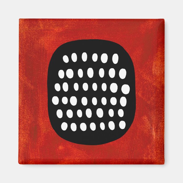 Simple Black White and Red Refrigerator Magnet (Front)