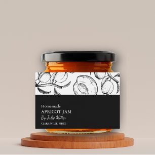Simple Black & White Apricot Jam Label