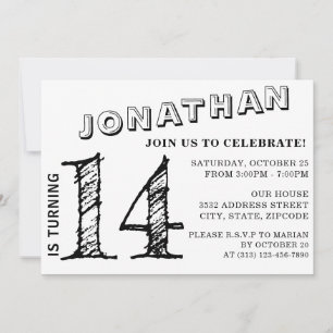 Simple Black & White Birthday Invitation ANY AGE