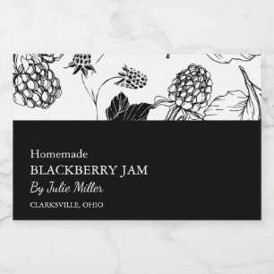Simple Black & White Blackberry Jam Label