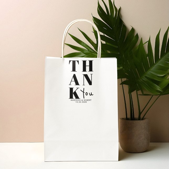 Simple Black White Bold Thank You Wedding Favour Rectangular Sticker (Creator Uploaded)