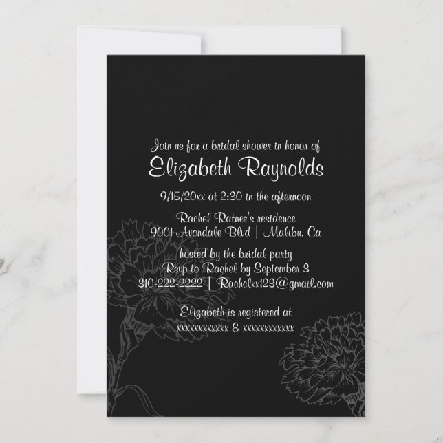 Simple Black & White Bridal Shower Invitations (Front)
