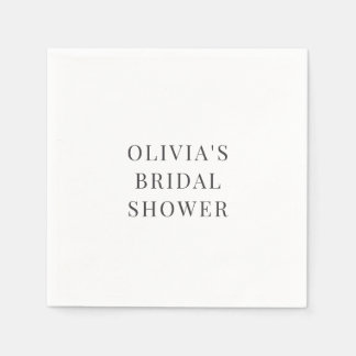 Simple Black White Bridal Shower Napkin