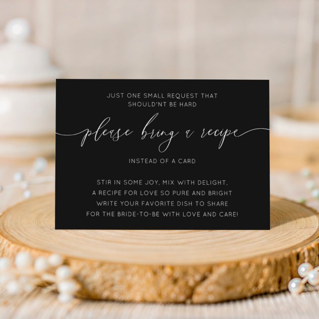 Simple Black & White Bridal Shower Recipe  Enclosure Card (Creator Uploaded)