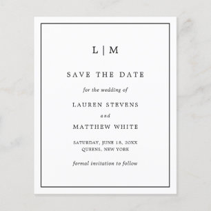 Simple Black White Budget Wedding Save the Date Flyer