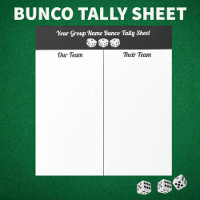 Simple Black White Bunco Dice Table Tally