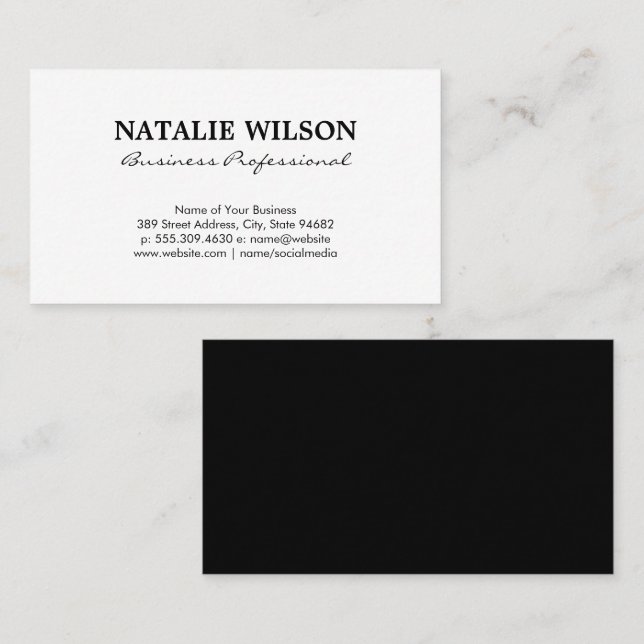 Simple Black White Business Card (Front/Back)