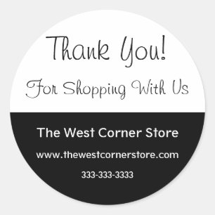 Simple Black White Business Customer Thank You Classic Round Sticker