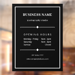 Simple Black White Business Office Opening Hours