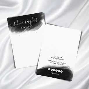 Simple Black White Calligraphy art Earring display Business Card