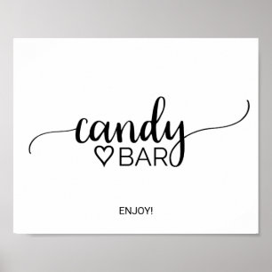 Simple Black & White Calligraphy Candy Bar Sign