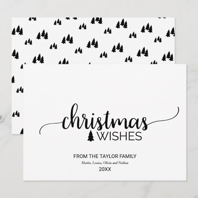 Simple Black & White Calligraphy Christmas Holiday Card (Front/Back)