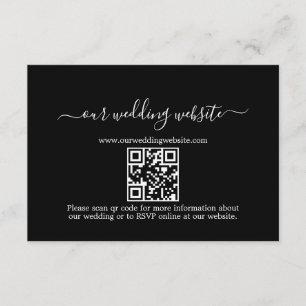 Simple Black White Calligraphy QR Code Wedding  Enclosure Card