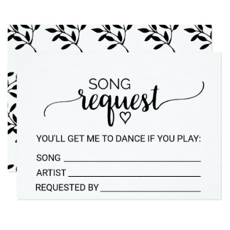 Custom Dj Requests Cards Zazzle Co Nz Simple Black White Calligraphy Song Request Card