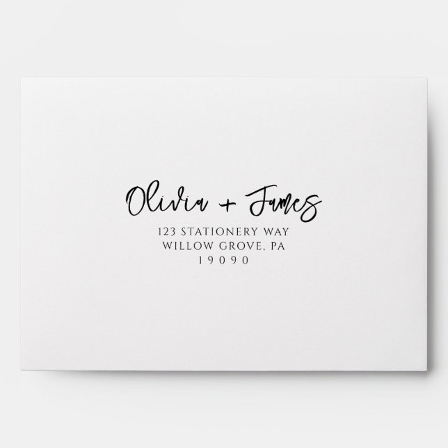 Simple Black & White Calligraphy Wedding Envelope (Front)