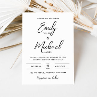 Simple Black & White Calligraphy Wedding Invitation