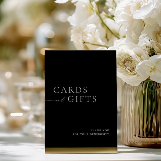 Simple Black & White Cards & Gifts Wedding Sign (Simple Black & White Cards & Gifts Wedding Sign)