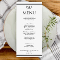 Simple Black & White Chic Monogram Dinner Wedding