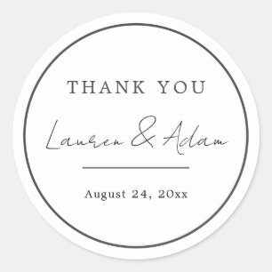 Simple Black & White Chic Script Wedding Classic Round Sticker