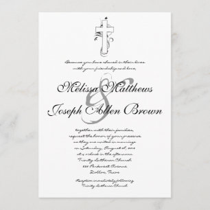 Simple Black & White Christian Wedding Invitation