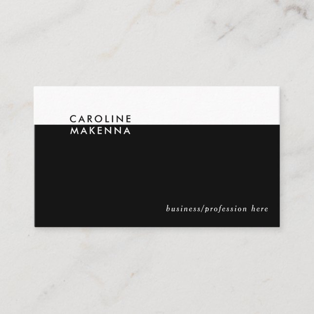 Simple Black White Colour Block Professional Business Card (Front)