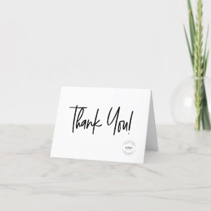 Simple Black White Company Logo Social Thank You Card