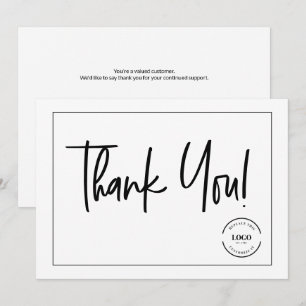 Simple Black White Company Logo Social Thank You  Invitation