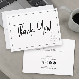 Simple Black White Company Logo Social Thank You  Invitation