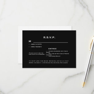 Simple Black & White Contemporary Wedding RSVP Card