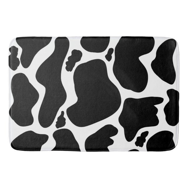 Simple Black white Cow Spots Animal Bath Mat (Front)