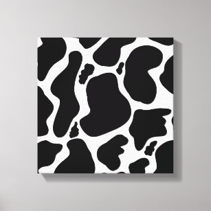 Simple Black white Cow Spots Animal Canvas Print