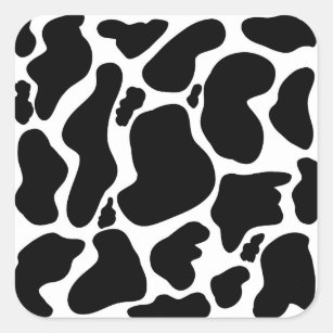 Simple Black white Cow Spots Animal Square Sticker