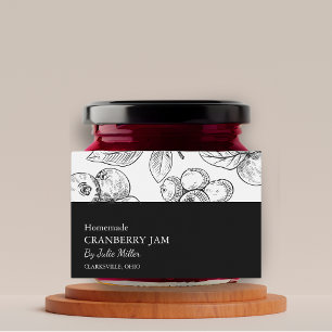 Simple Black & White Cranberry Jam Label