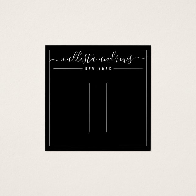 Simple Black White Cursive Hair Clip Display Card (Front)