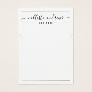 Simple Black White Cursive Necklace Display Card