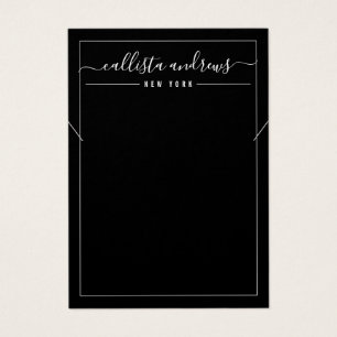 Simple Black White Cursive Necklace Display Card