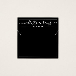 Simple Black White Cursive Necklace Display Card