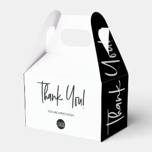 Simple black white Custom Logo Staff appreciation Favour Box