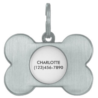 Simple black white custom name contact Info modern Pet ID Tag