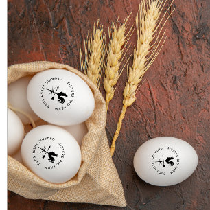 Simple Black & White Custom Name Farm Eggs Rubber Stamp