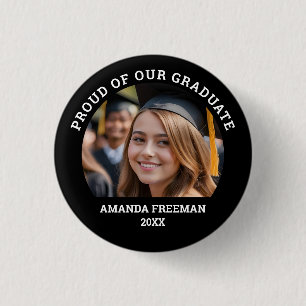 Simple Black & White Customised Photo Graduate 3 Cm Round Badge