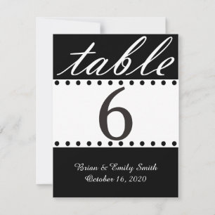 Simple black white dot custom table number card