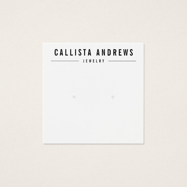 Simple Black White Earring Display Card (Front)