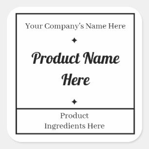 Simple Black White Editable Square Product Label
