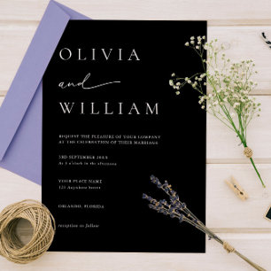 Simple Black White Elegant Budget QR Code Wedding Invitation