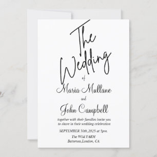 Simple Black & White Elegant Minimalist Wedding In Invitation