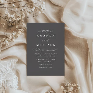 Simple Black & White Elegant Minimalist Wedding Invitation