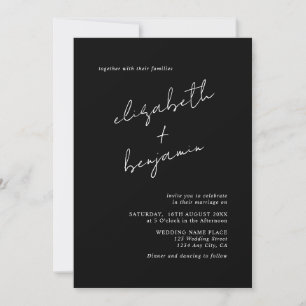 Simple Black & White Elegant Minimalist Wedding Invitation
